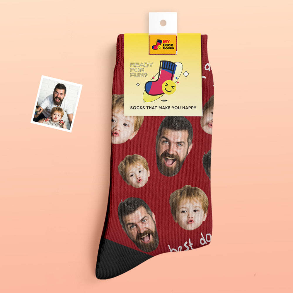 Custom Thick Socks Photo 3D Digital Printed Socks Autumn Winter Warm Socks To The Best Dad - MyFaceSocksAu
