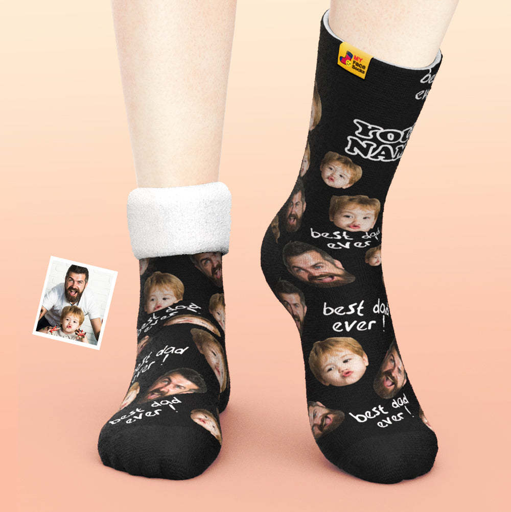 Custom Thick Socks Photo 3D Digital Printed Socks Autumn Winter Warm Socks To The Best Dad - MyFaceSocksAu