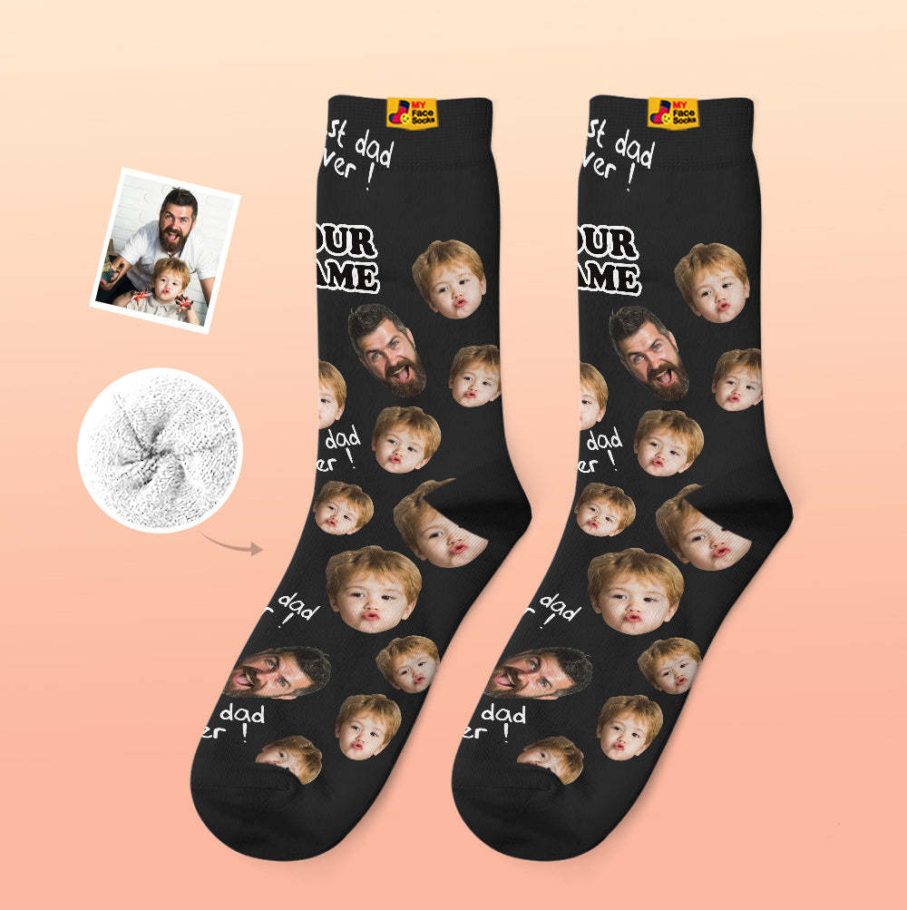 Custom Thick Socks Photo 3D Digital Printed Socks Autumn Winter Warm Socks To The Best Dad - MyFaceSocksAu
