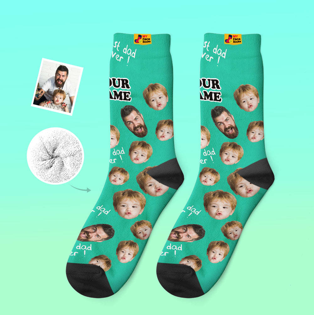 Custom Thick Socks Photo 3D Digital Printed Socks Autumn Winter Warm Socks To The Best Dad - MyFaceSocksAu