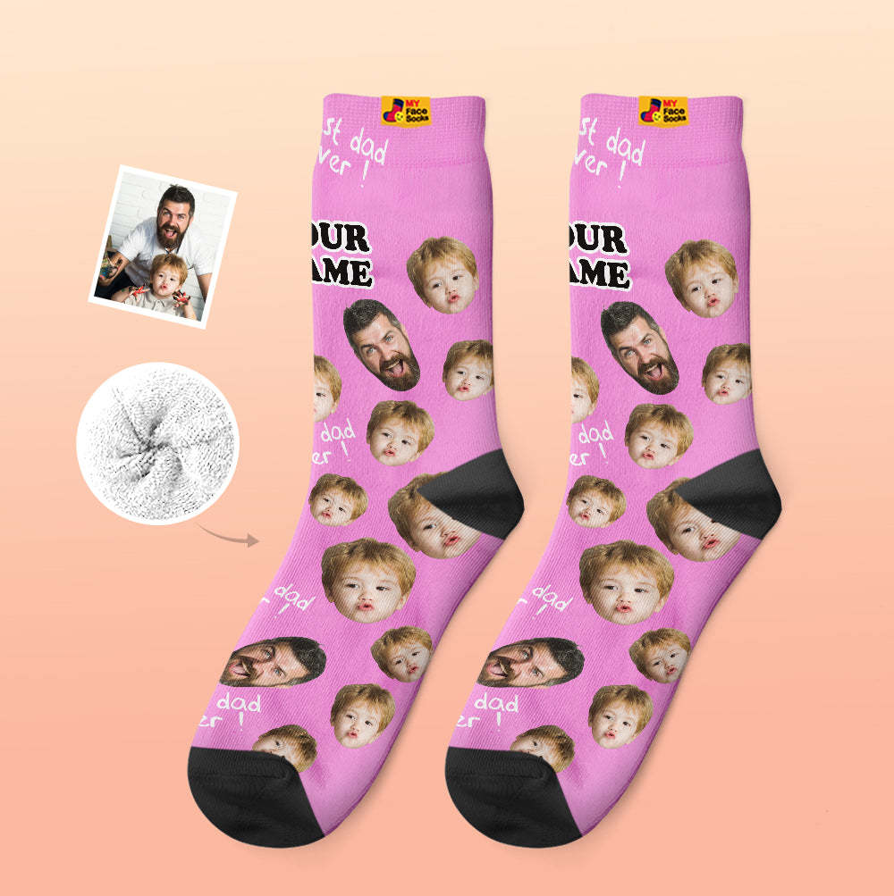 Custom Thick Socks Photo 3D Digital Printed Socks Autumn Winter Warm Socks To The Best Dad - MyFaceSocksAu