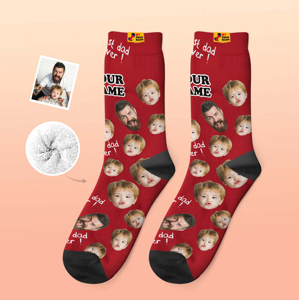 Custom Thick Socks Photo 3D Digital Printed Socks Autumn Winter Warm Socks To The Best Dad - MyFaceSocksAu