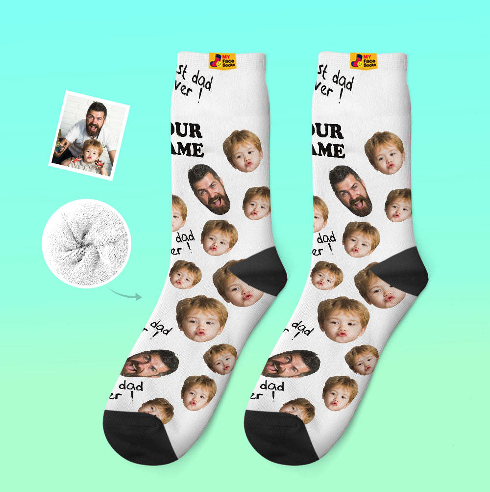 Custom Thick Socks Photo 3D Digital Printed Socks Autumn Winter Warm Socks To The Best Dad - MyFaceSocksAu