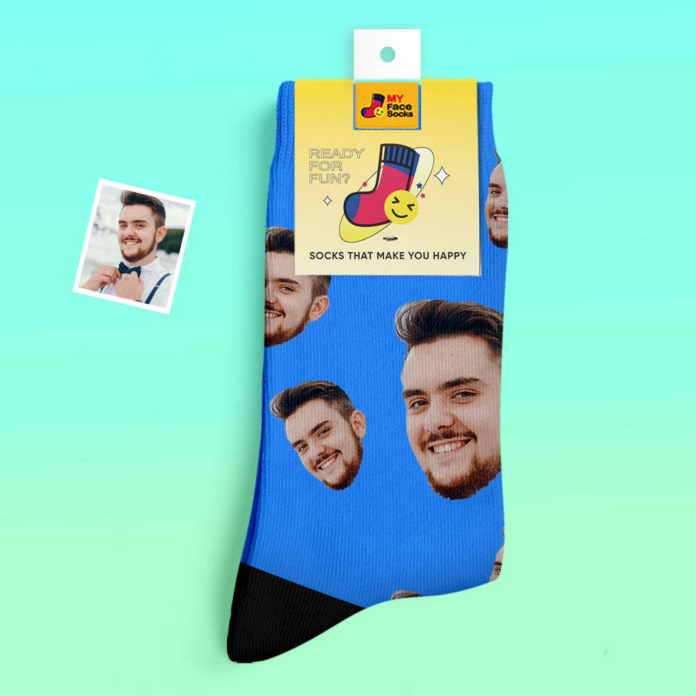 Custom Thick Socks Photo 3D Digital Printed Socks Autumn Winter Warm Socks Candy Series Colorful - MyFaceSocksAu