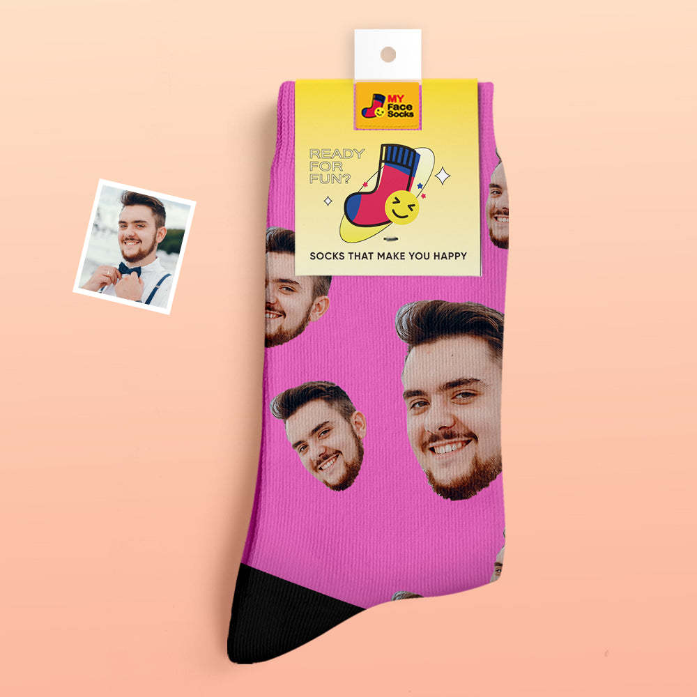 Custom Thick Socks Photo 3D Digital Printed Socks Autumn Winter Warm Socks Candy Series Colorful - MyFaceSocksAu