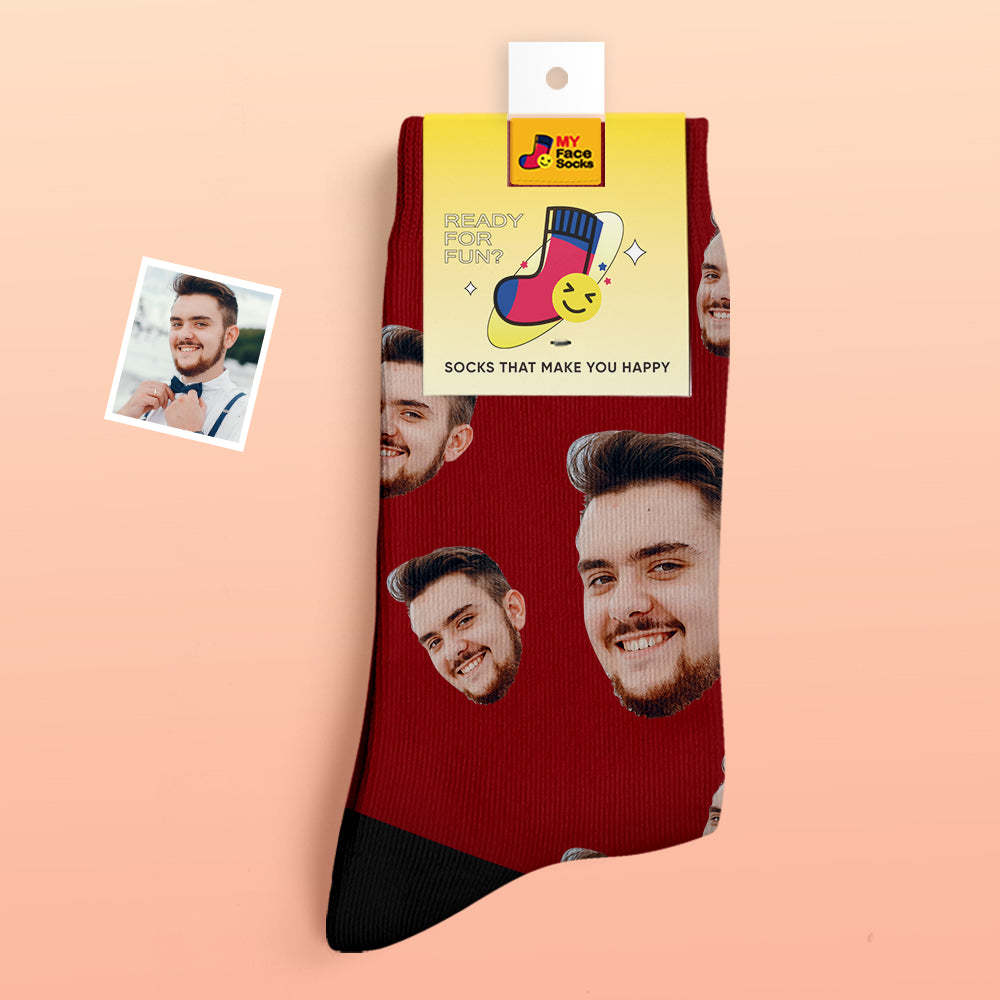 Custom Thick Socks Photo 3D Digital Printed Socks Autumn Winter Warm Socks Candy Series Colorful - MyFaceSocksAu
