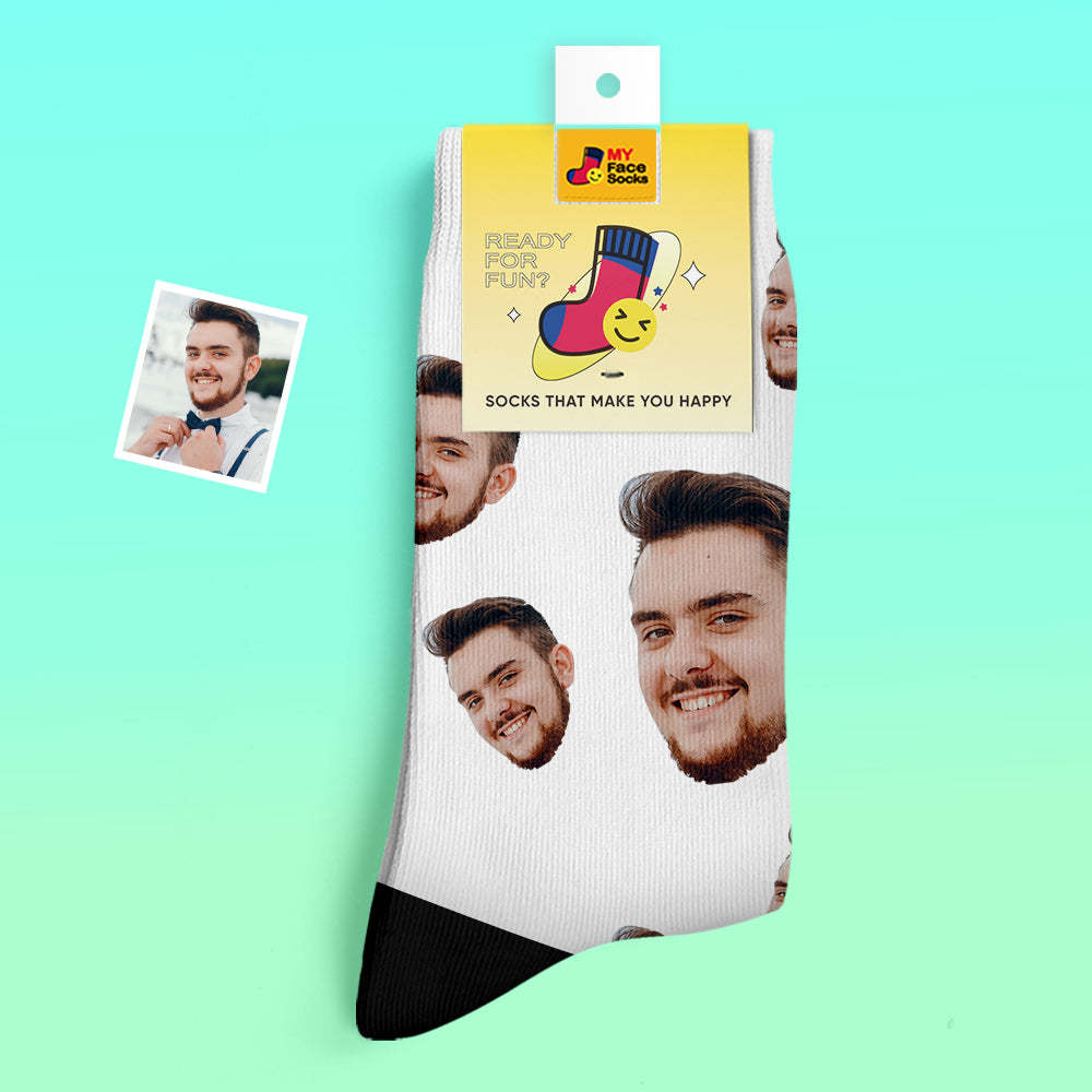 Custom Thick Socks Photo 3D Digital Printed Socks Autumn Winter Warm Socks Candy Series Colorful - MyFaceSocksAu