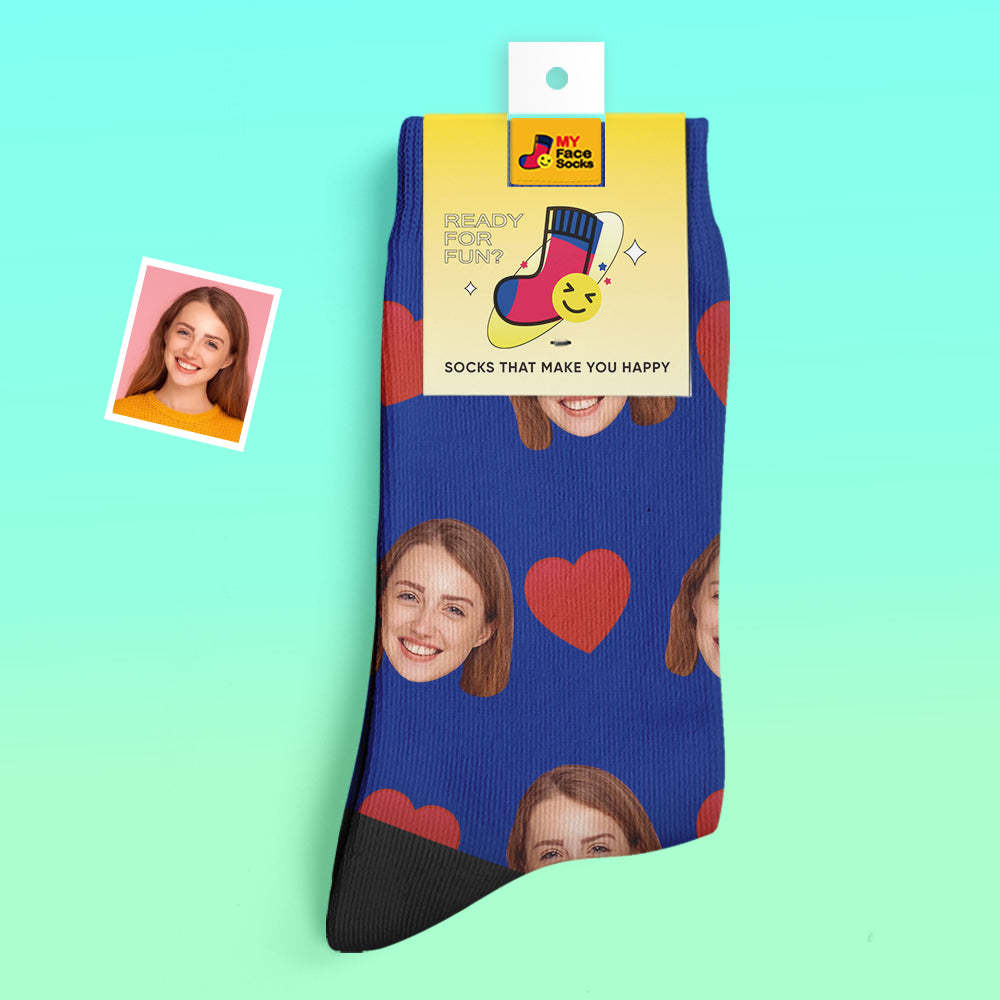 Custom Thick Socks Photo 3D Digital Printed Socks Autumn Winter Warm Socks Love Heart - MyFaceSocksAu