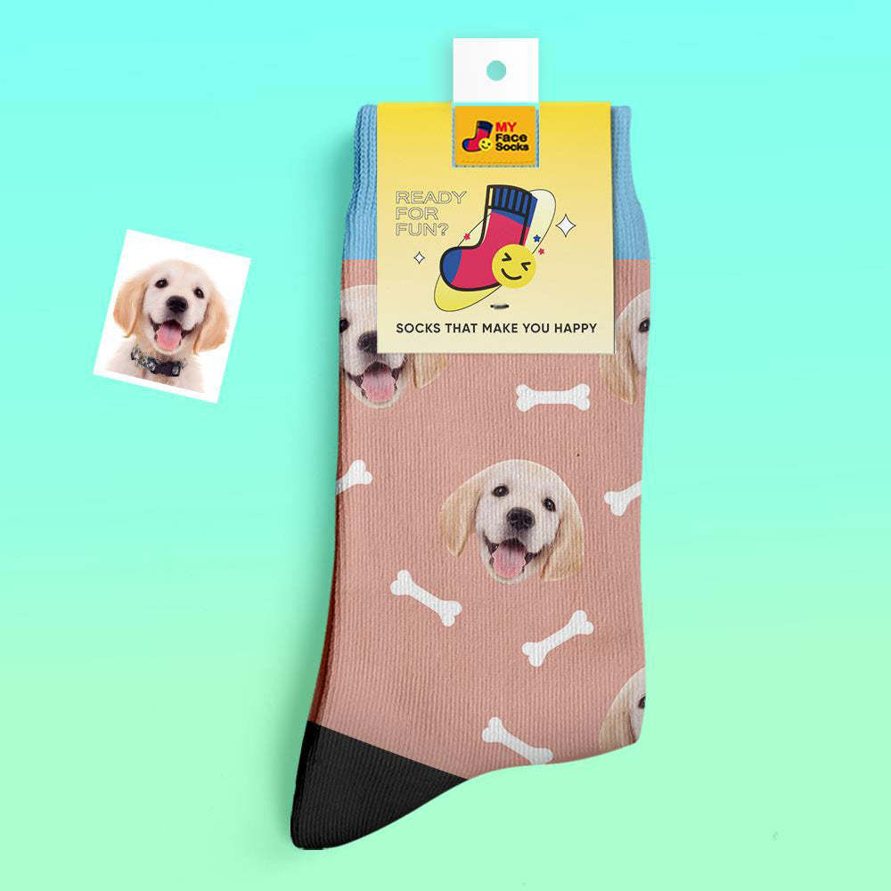 Custom Thick Socks Photo 3D Digital Printed Socks Autumn Winter Warm Pet Face Socks Bone - MyFaceSocksAu