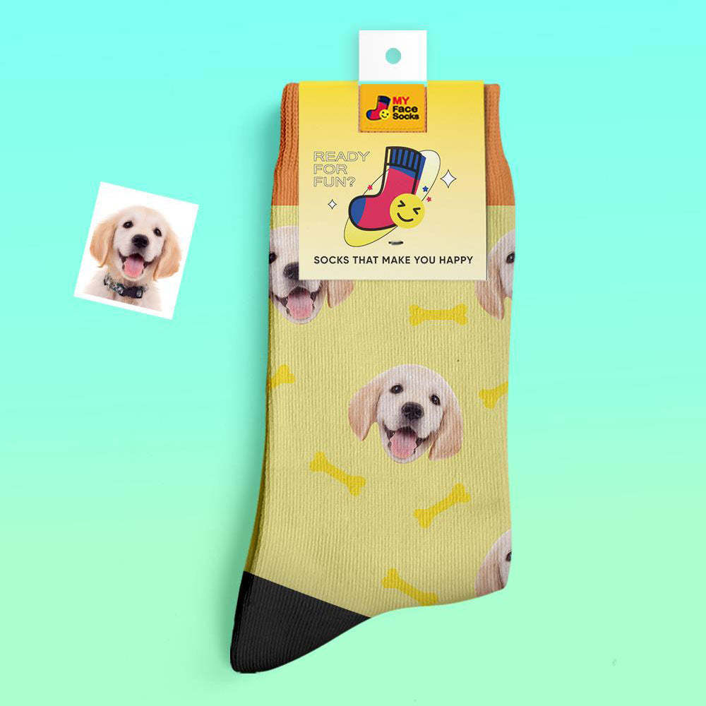 Custom Thick Socks Photo 3D Digital Printed Socks Autumn Winter Warm Pet Face Socks Bone - MyFaceSocksAu