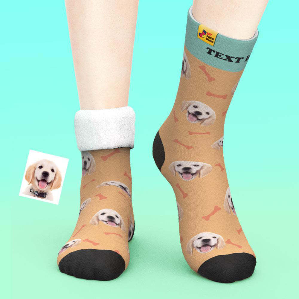 Custom Thick Socks Photo 3D Digital Printed Socks Autumn Winter Warm Pet Face Socks Bone - MyFaceSocksAu