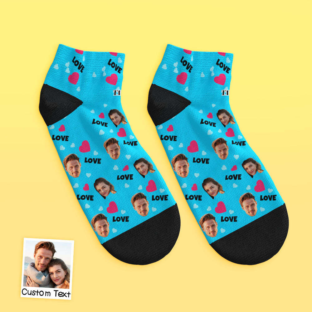 Custom Low Cut Ankle Face Socks For Family - Love