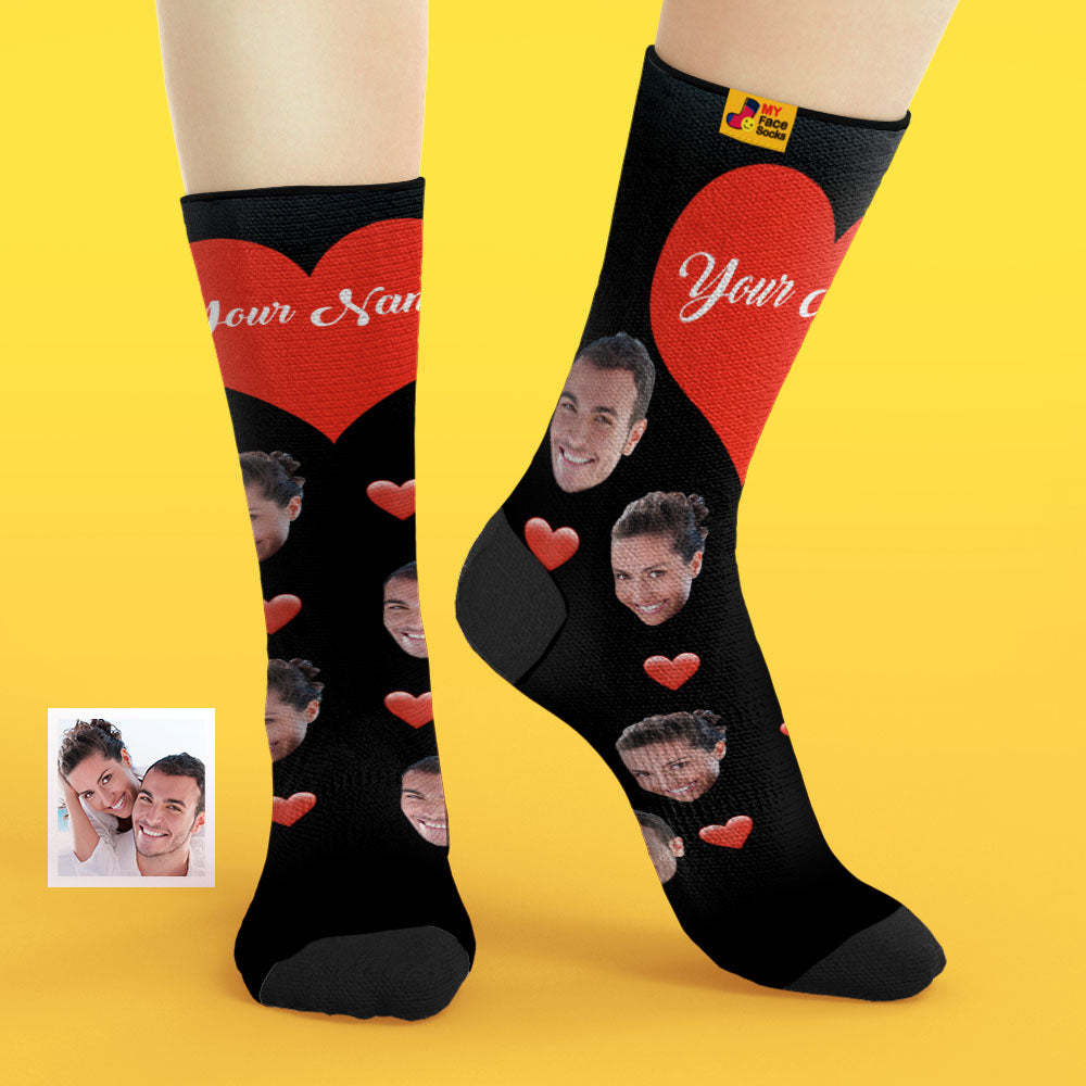 Custom Heart Socks With Your Text- MyFaceSocksAU