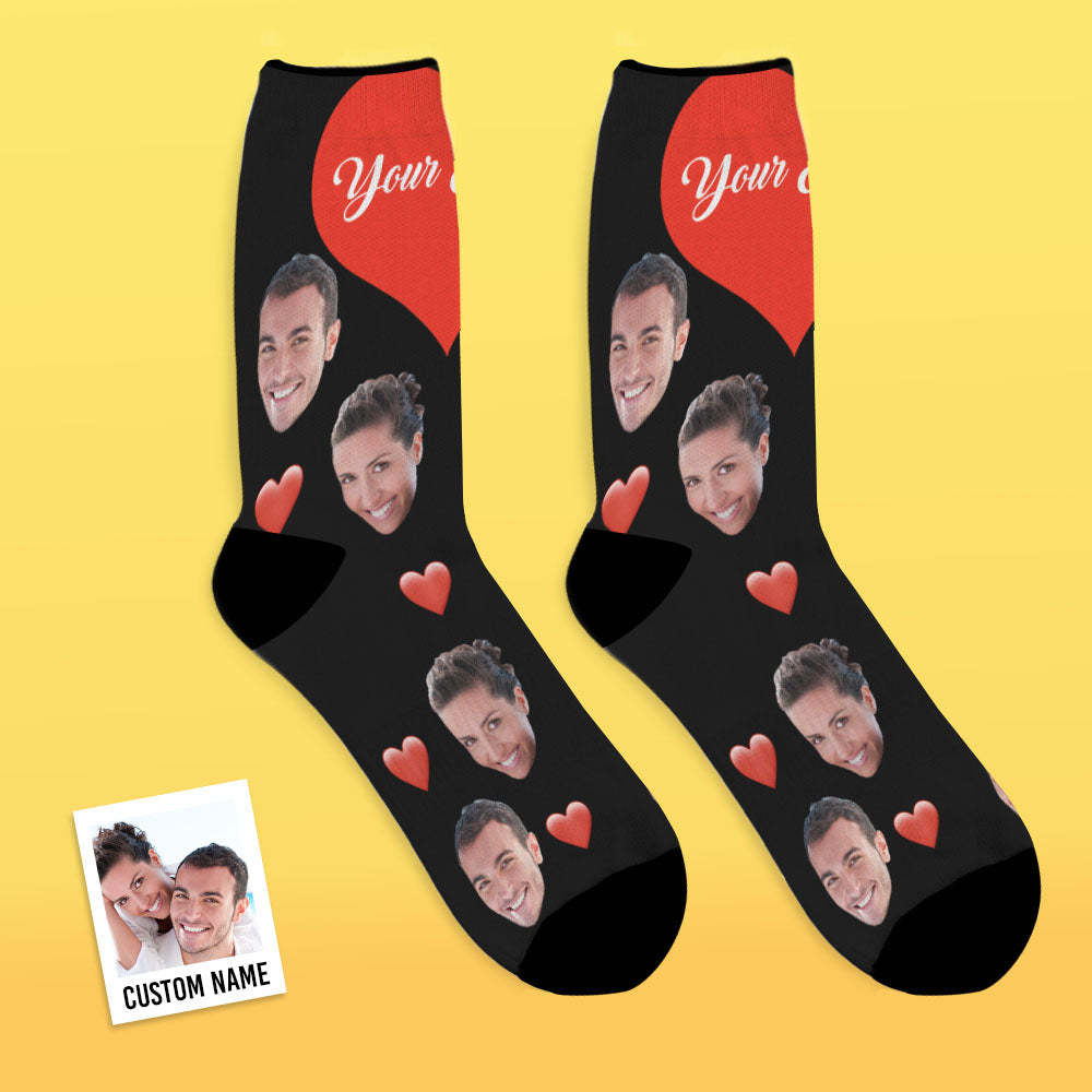 Custom Heart Socks With Your Text- MyFaceSocksAU