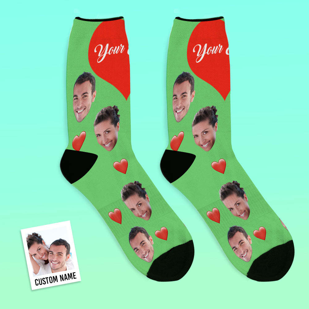 Custom Heart Socks With Your Text- MyFaceSocksAU