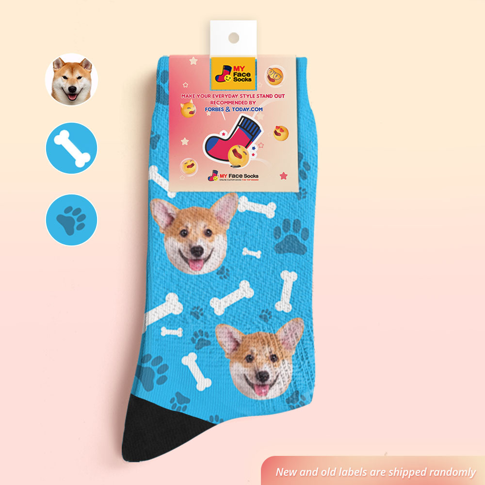 Gifts idea for Mom, Custom Face Dog Socks With Your Text
