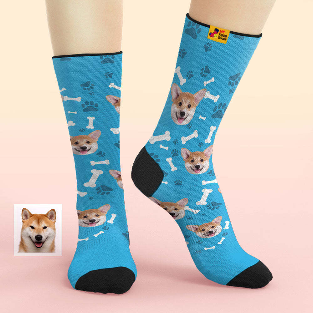 Gifts idea for Mom, Custom Face Dog Socks With Your Text