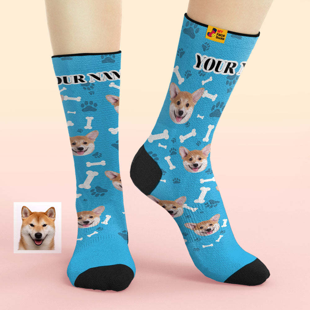 Gifts idea for Mom, Custom Face Dog Socks With Your Text