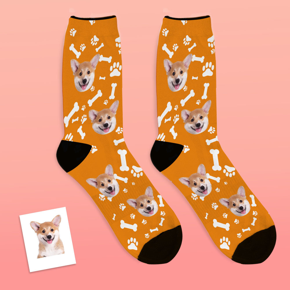 Gifts idea for Mom, Custom Face Dog Socks With Your Text