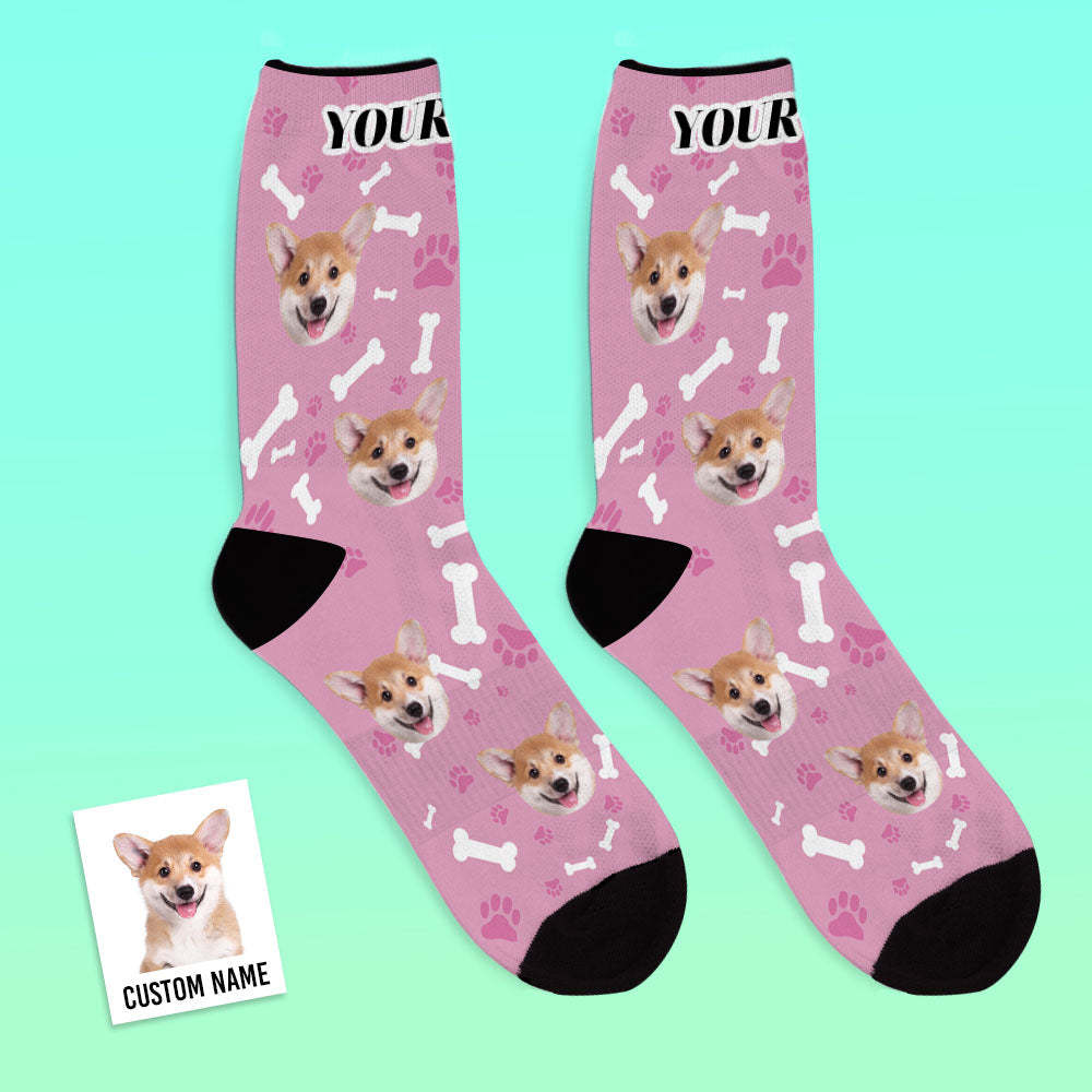 Gifts idea for Mom, Custom Face Dog Socks With Your Text