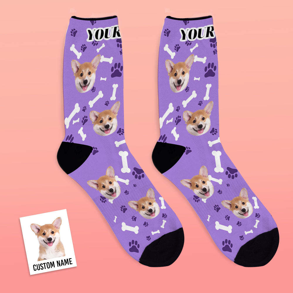 Gifts idea for Mom, Custom Face Dog Socks With Your Text
