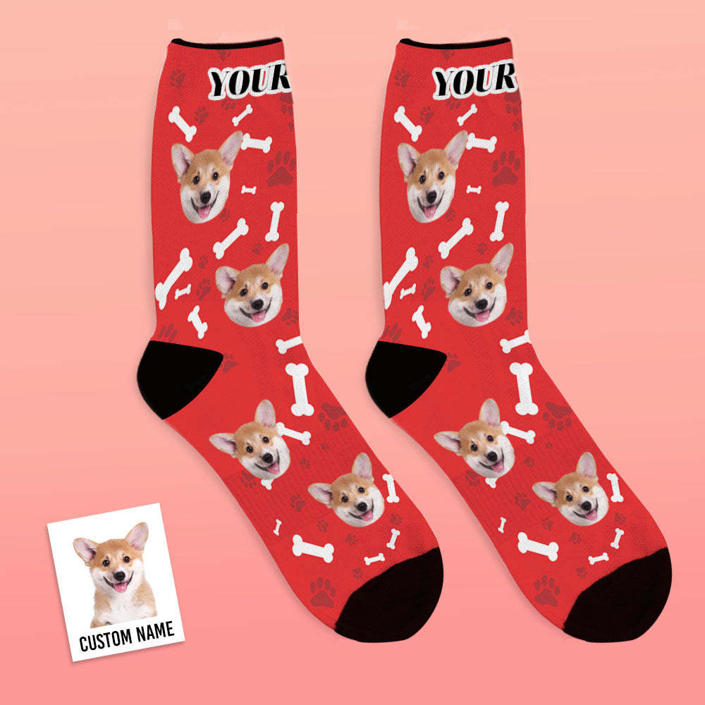 Gifts idea for Mom, Custom Face Dog Socks With Your Text