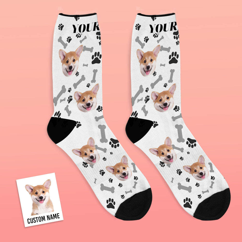 Gifts idea for Mom, Custom Face Dog Socks With Your Text