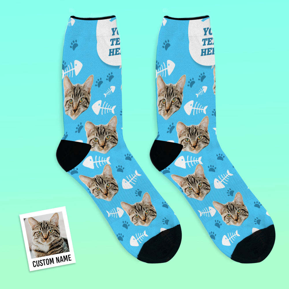 Custom Cat Socks With Your Text - MyFaceSocksAU