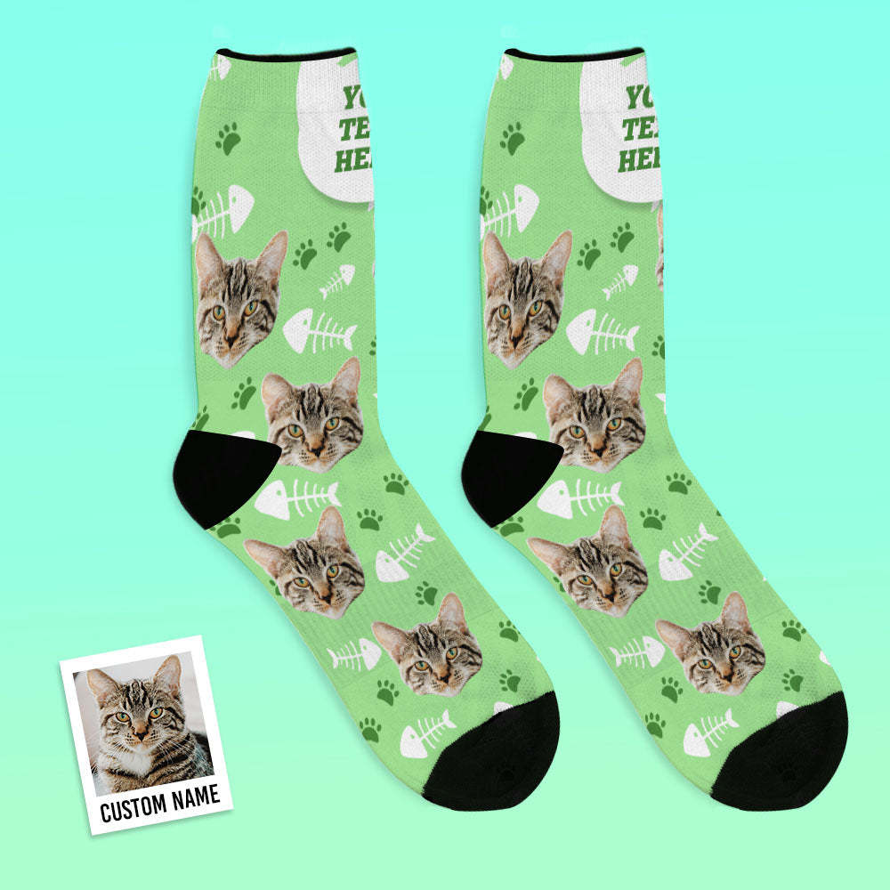 Custom Cat Socks With Your Text - MyFaceSocksAU