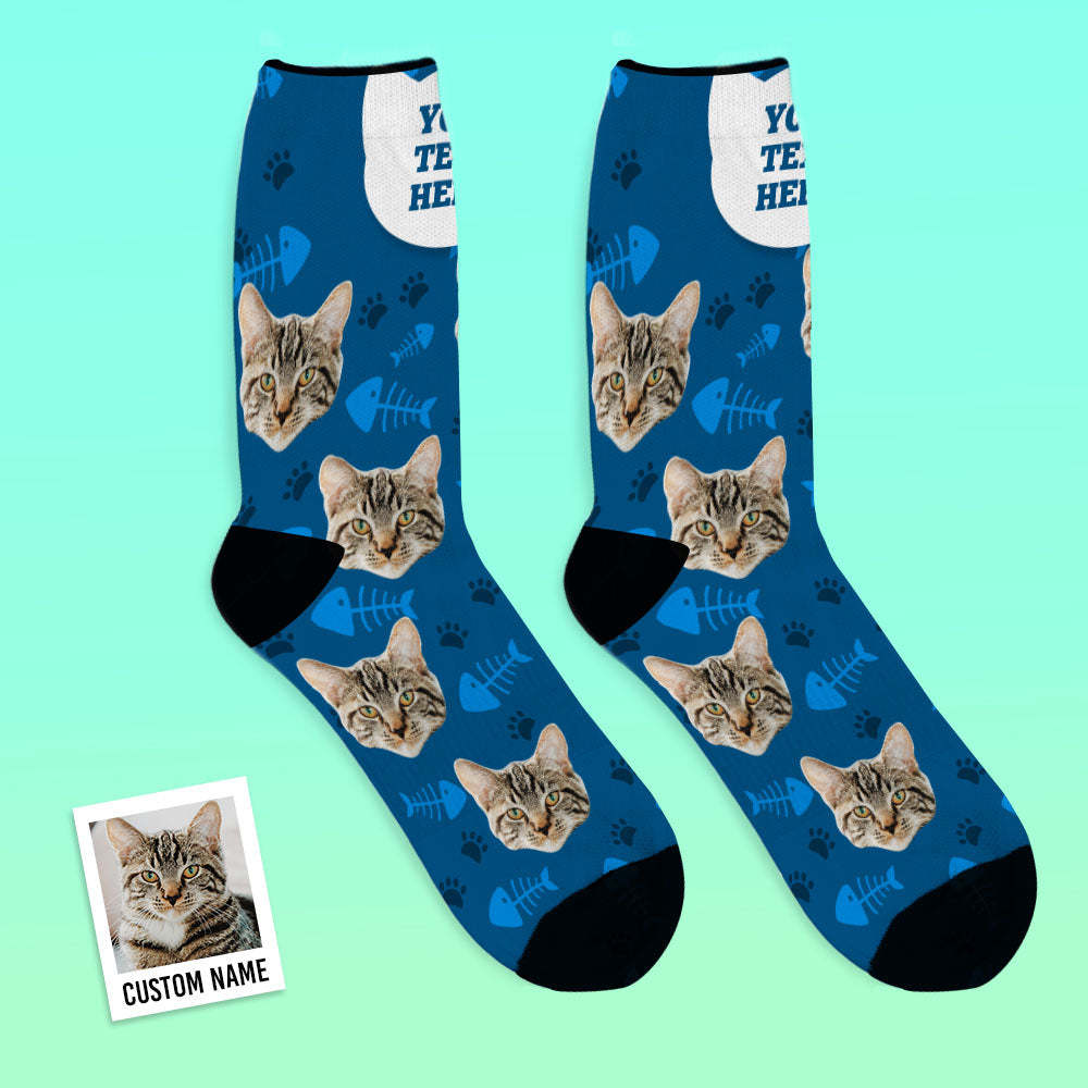 Custom Cat Socks With Your Text - MyFaceSocksAU