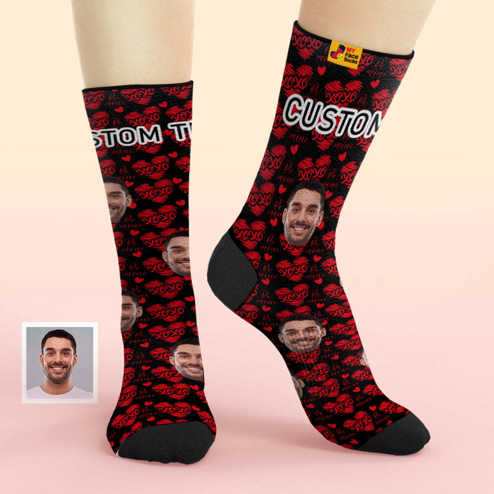 Custom Face Socks Add Pictures and Name Breathable Soft Socks Valentine's Day Gifts - XOXO - MyFaceSocksAu