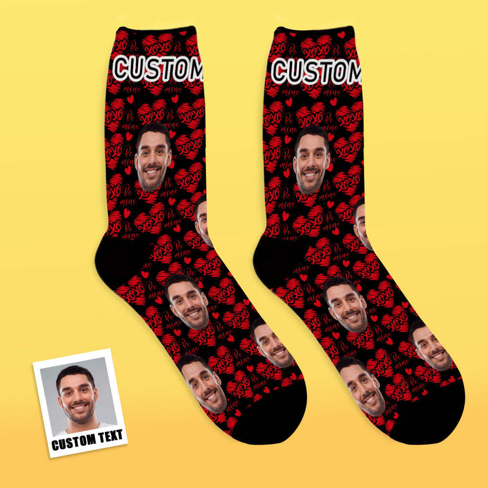 Custom Face Socks Add Pictures and Name Breathable Soft Socks Valentine's Day Gifts - XOXO - MyFaceSocksAu