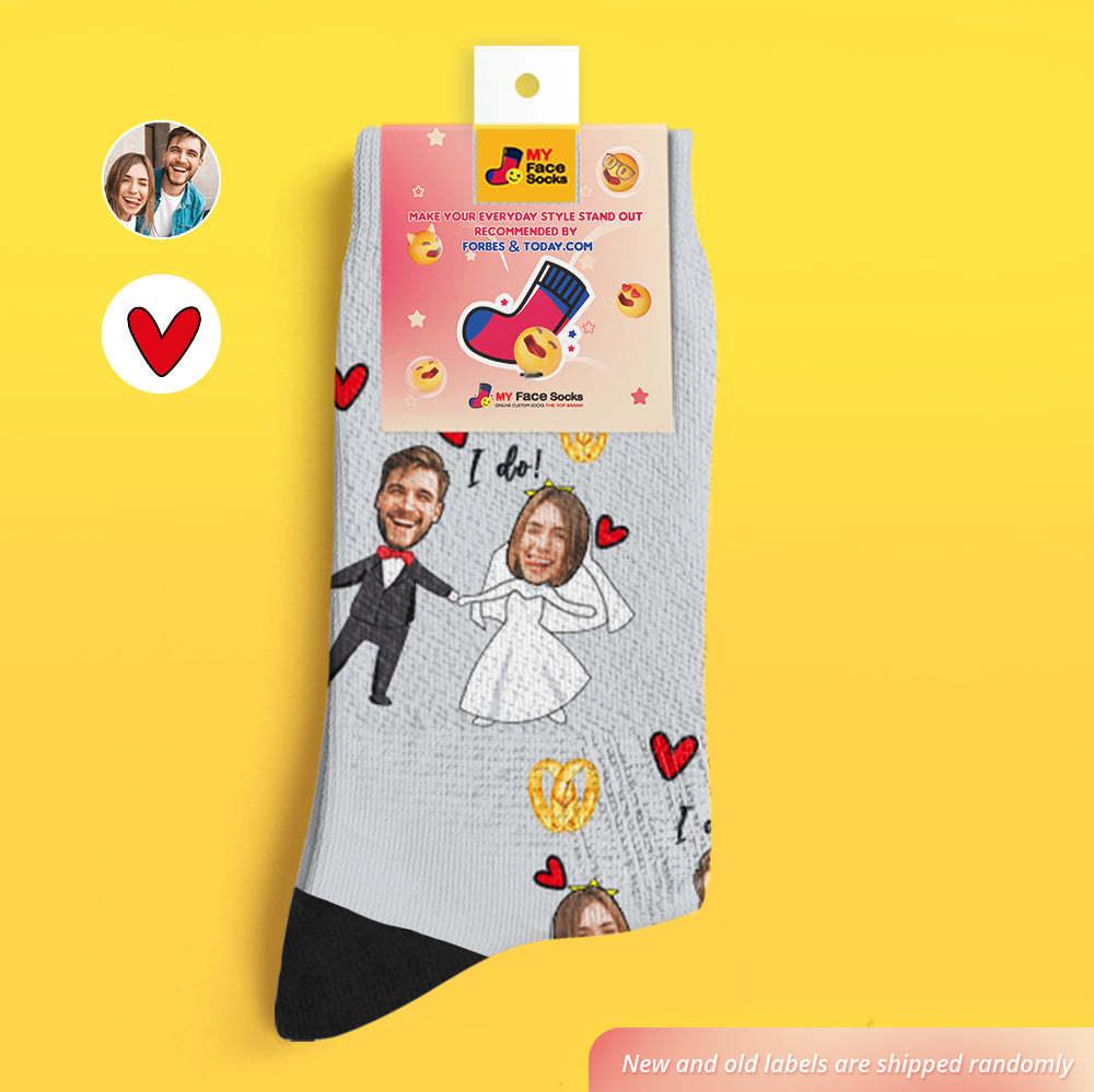 Custom Face Socks Add Pictures and Name Breathable Soft Socks Wedding Dress Socks - MyFaceSocksAu