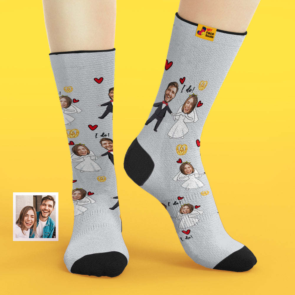 Custom Face Socks Add Pictures and Name Breathable Soft Socks Wedding Dress Socks - MyFaceSocksAu