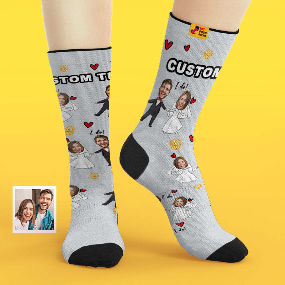 Custom Face Socks Add Pictures and Name Breathable Soft Socks Wedding Dress Socks - MyFaceSocksAu