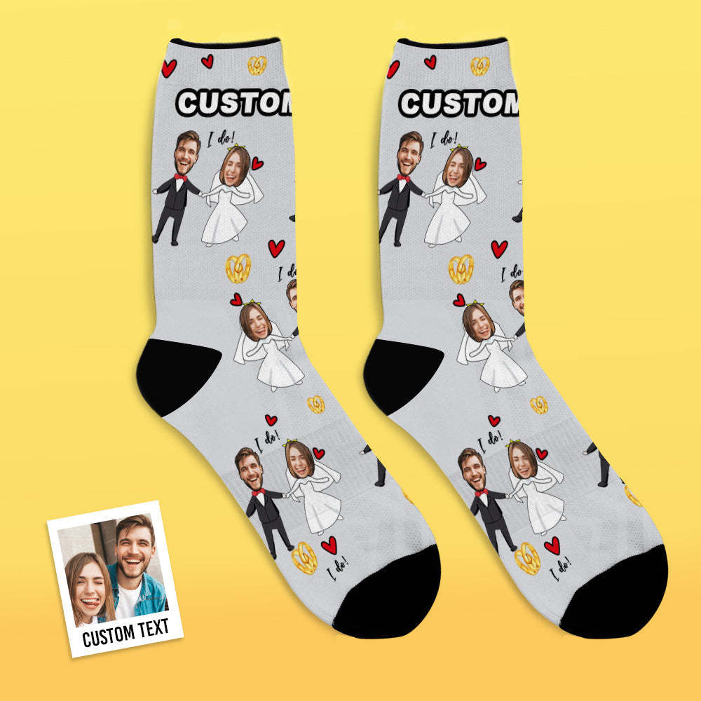 Custom Face Socks Add Pictures and Name Breathable Soft Socks Wedding Dress Socks - MyFaceSocksAu
