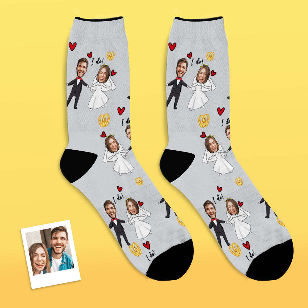 Custom Face Socks Add Pictures and Name Breathable Soft Socks Wedding Dress Socks - MyFaceSocksAu