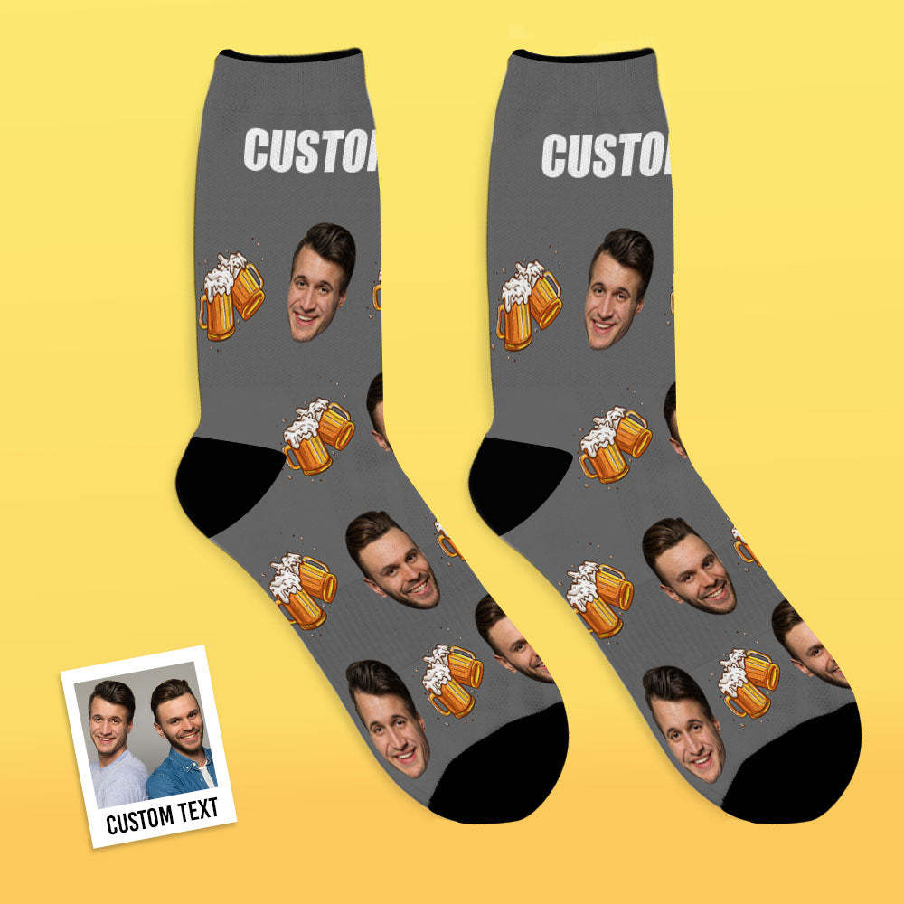 Custom Face Socks Breathable Photo Socks Beer Party Socks - MyFaceSocksAu