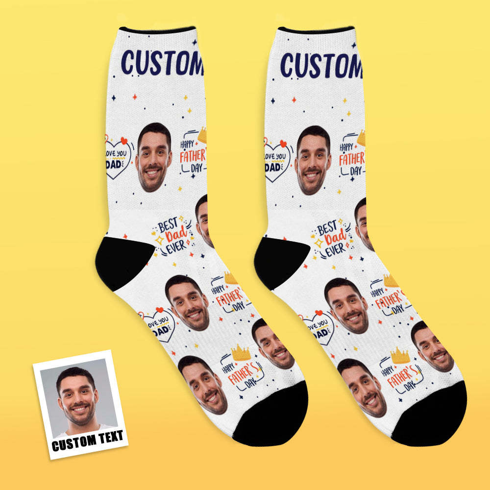 Custom Face Socks Add Pictures and Name Great Dad Sublimated Father's Day Gifts Breathable Soft Socks - MyFaceSocksAu