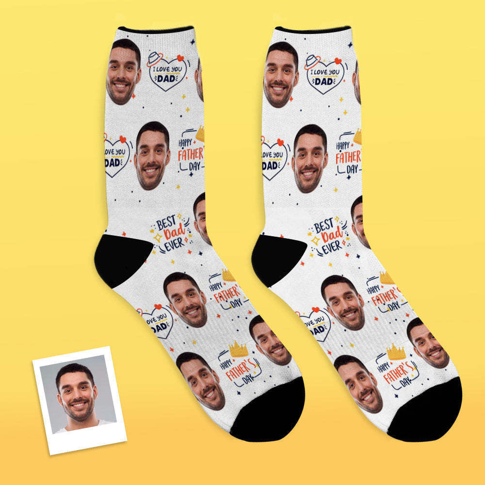 Custom Face Socks Add Pictures and Name Great Dad Sublimated Father's Day Gifts Breathable Soft Socks - MyFaceSocksAu