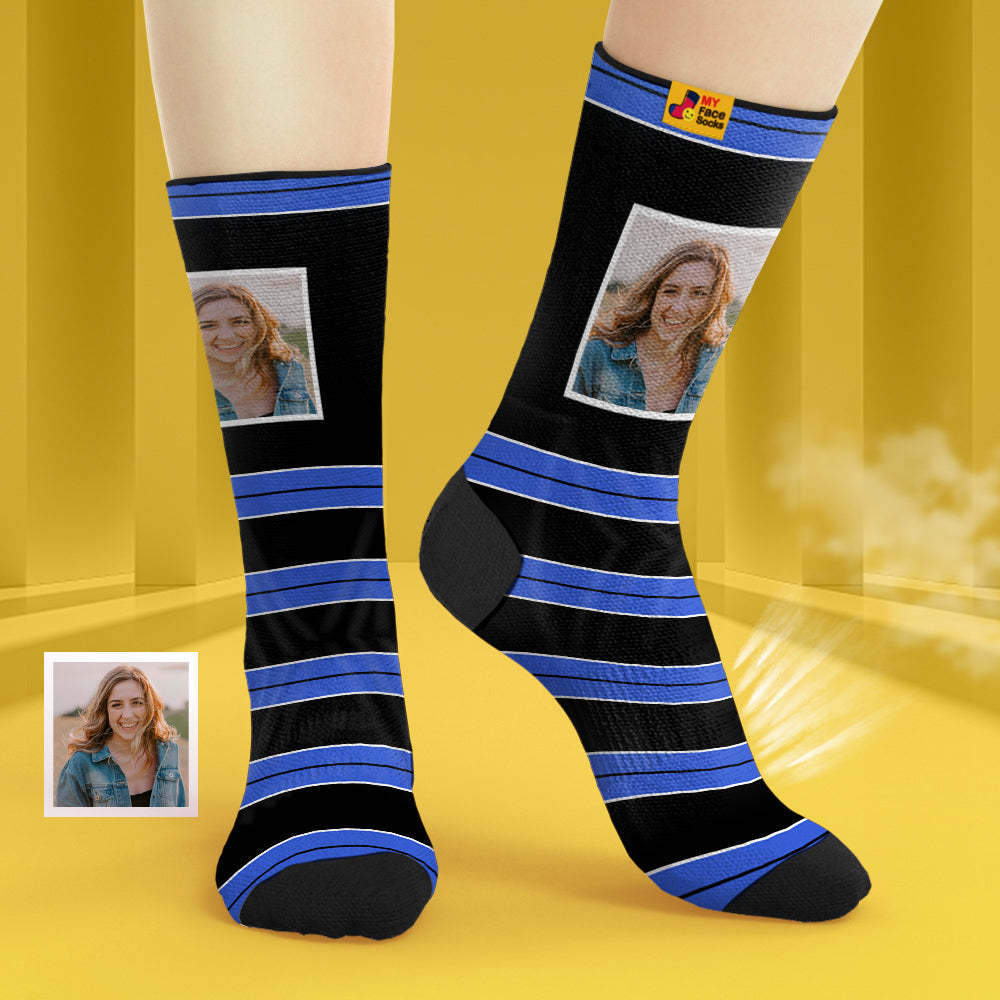 Custom Breathable Face Socks Personalised Soft Socks Gifts For Lover-STRIPED - MyFaceSocksAu