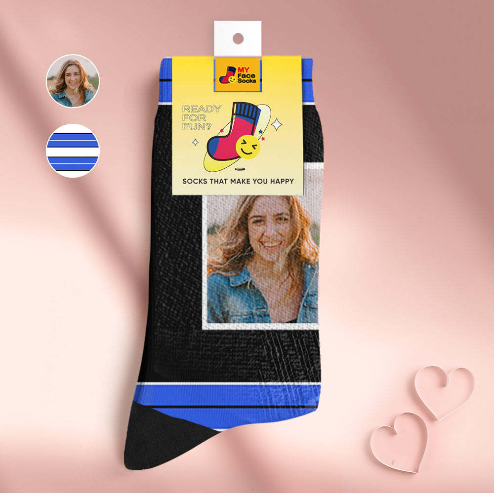 Custom Breathable Face Socks Personalised Soft Socks Gifts For Lover-STRIPED - MyFaceSocksAu