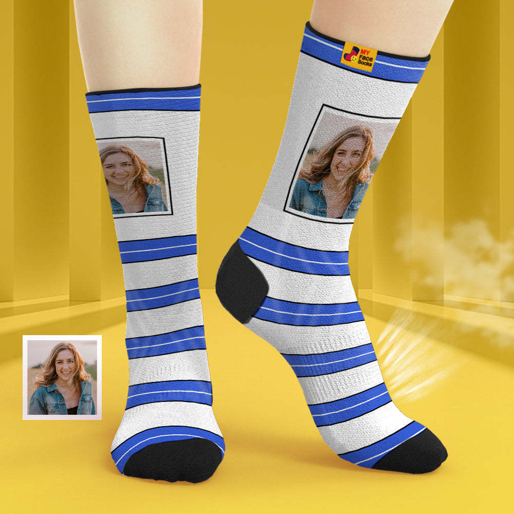 Custom Breathable Face Socks Personalised Soft Socks Gifts For Lover-STRIPED - MyFaceSocksAu