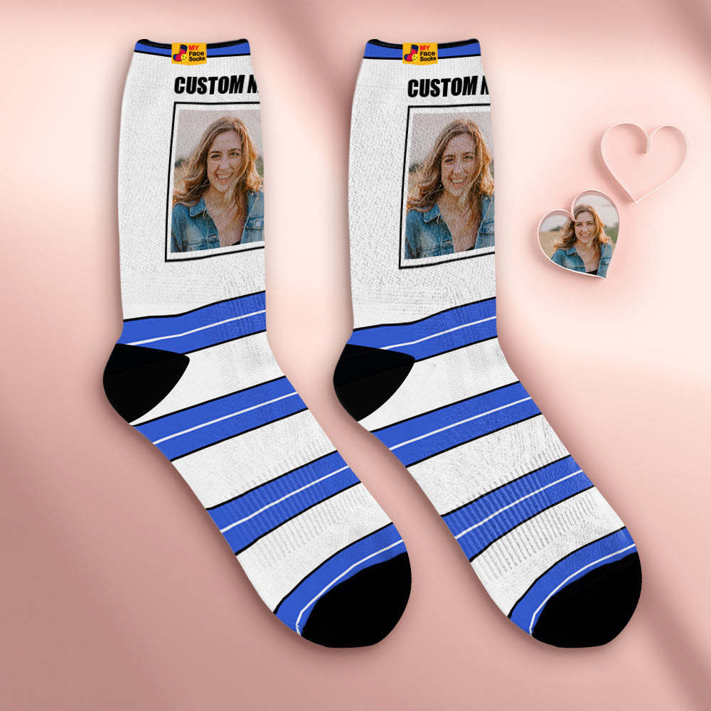 Custom Breathable Face Socks Personalised Soft Socks Gifts For Lover-STRIPED - MyFaceSocksAu