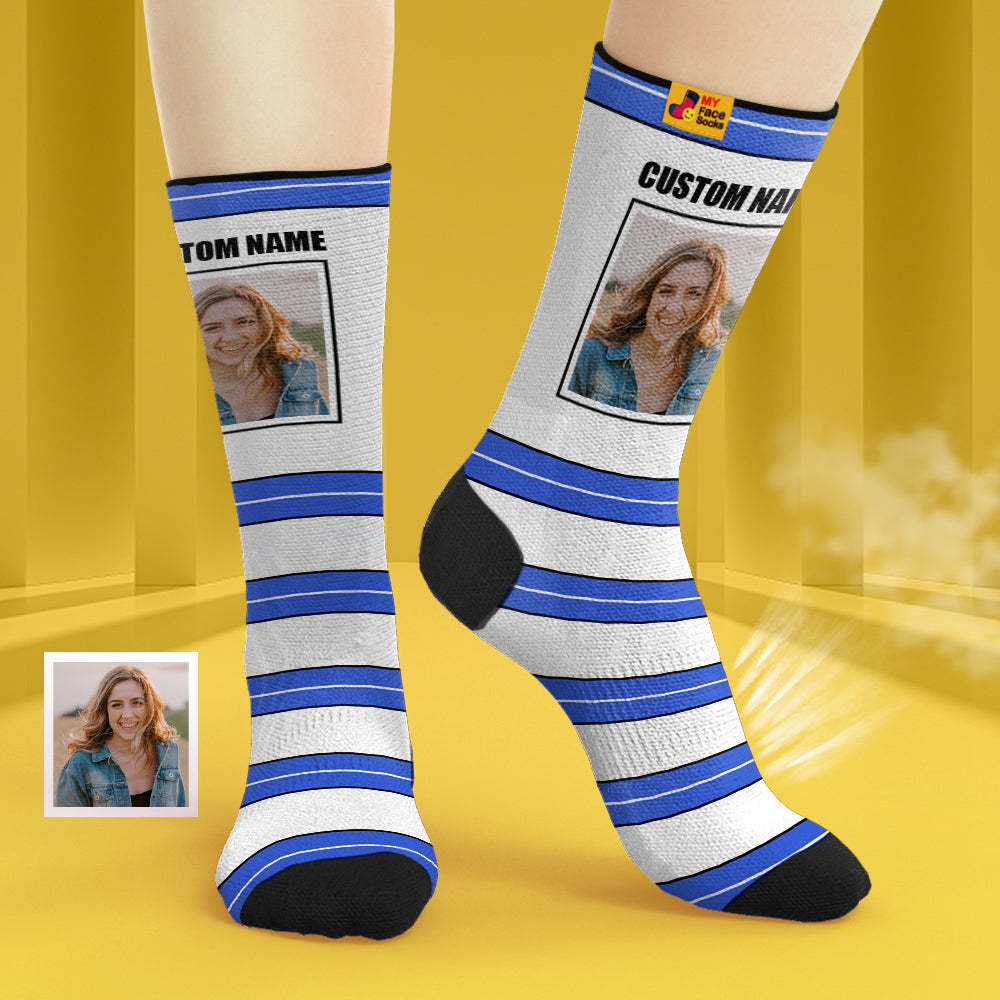 Custom Breathable Face Socks Personalised Soft Socks Gifts For Lover-STRIPED - MyFaceSocksAu