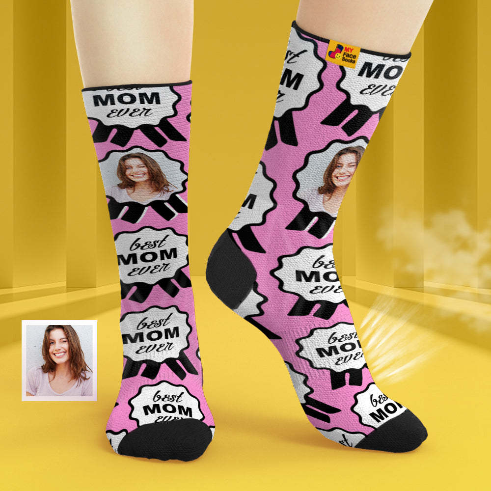 Custom Breathable Face Socks Personalised Soft Socks Gifts For Best Mom Ever - MyFaceSocksAu