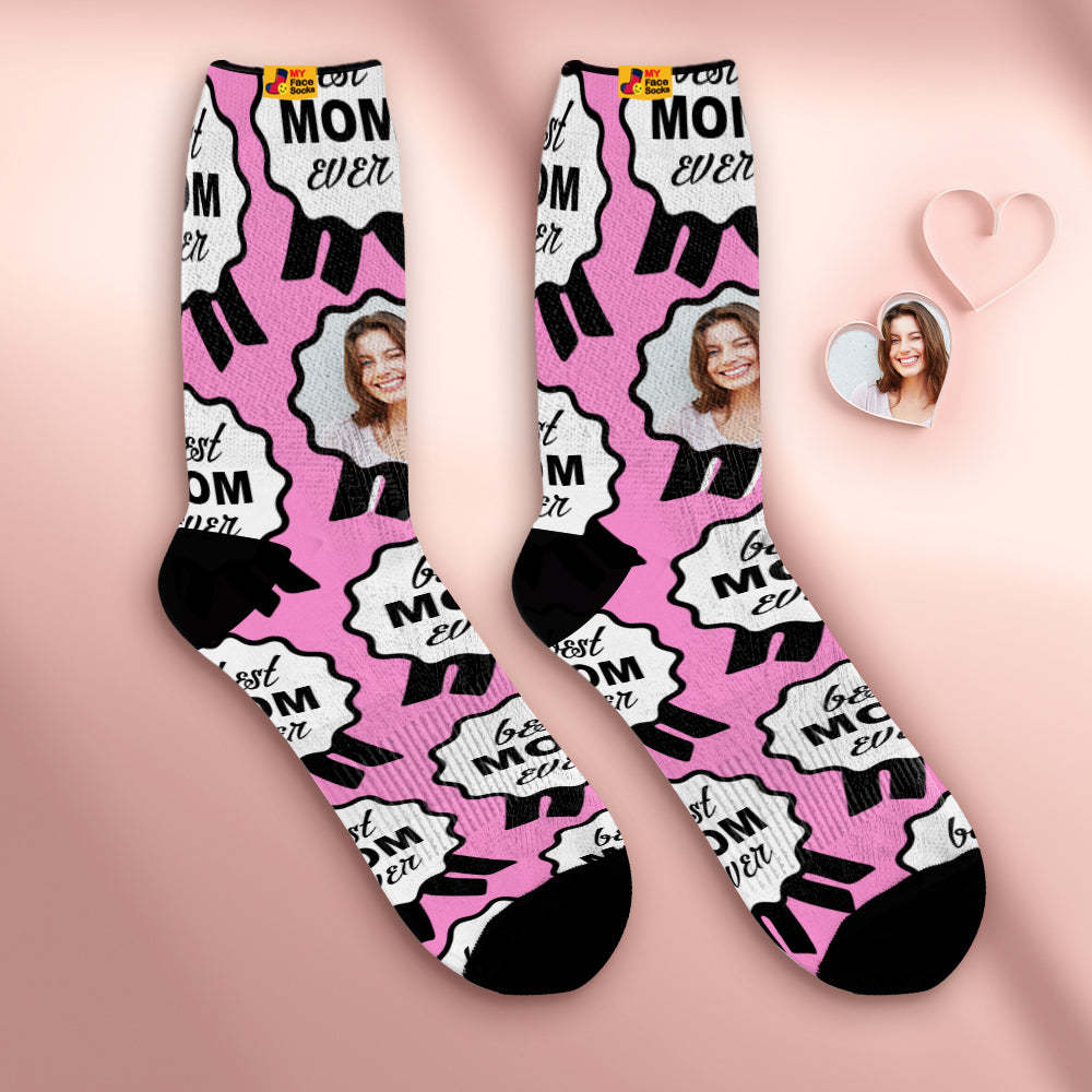 Custom Breathable Face Socks Personalised Soft Socks Gifts For Best Mom Ever - MyFaceSocksAu