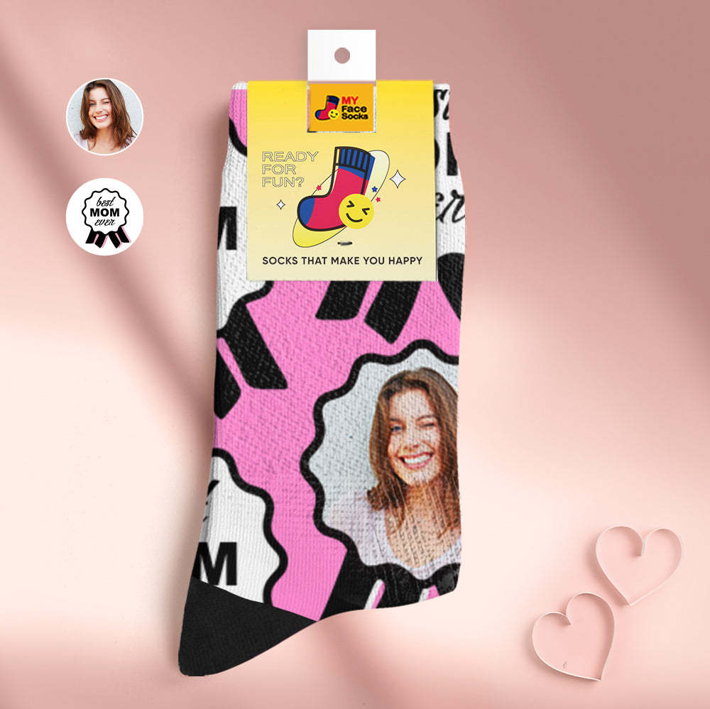 Custom Breathable Face Socks Personalised Soft Socks Gifts For Best Mom Ever - MyFaceSocksAu