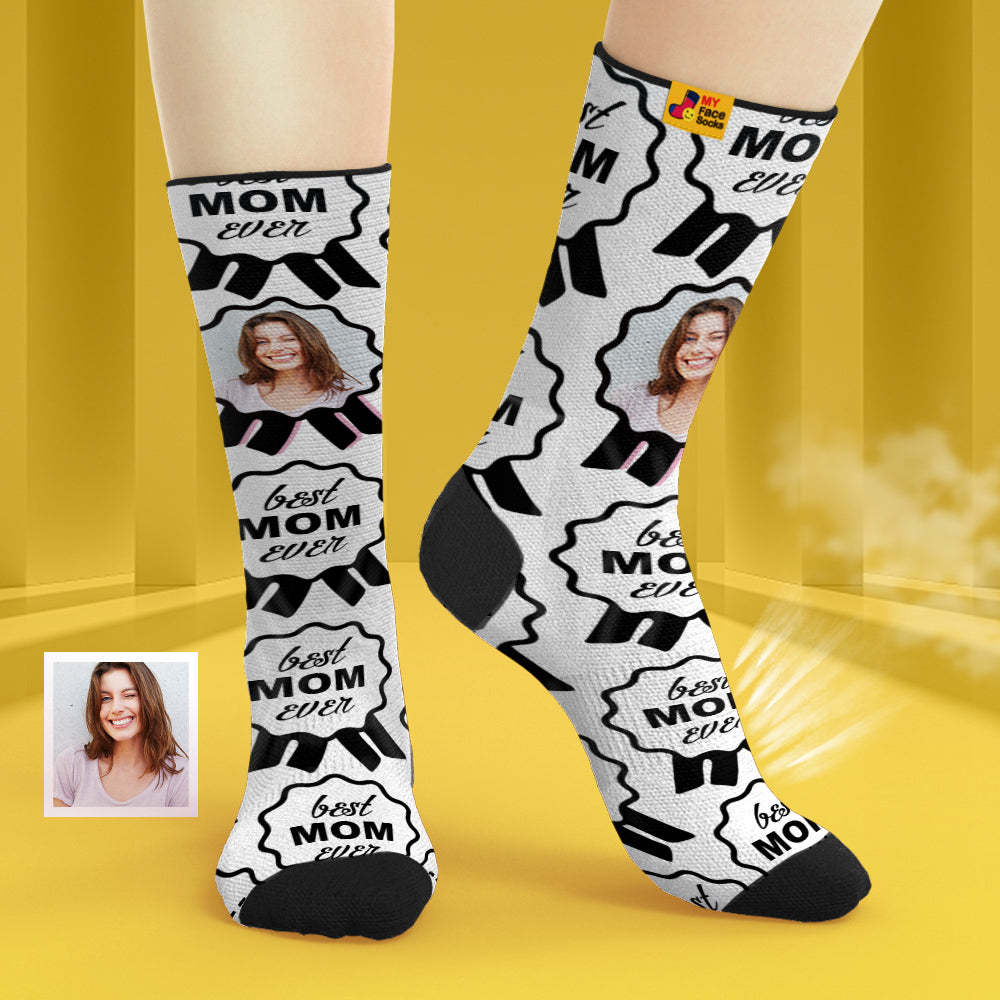 Custom Breathable Face Socks Personalised Soft Socks Gifts For Best Mom Ever - MyFaceSocksAu