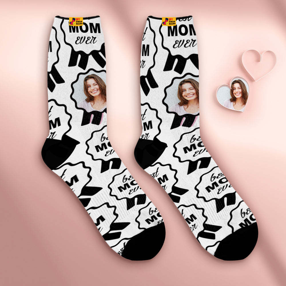 Custom Breathable Face Socks Personalised Soft Socks Gifts For Best Mom Ever - MyFaceSocksAu